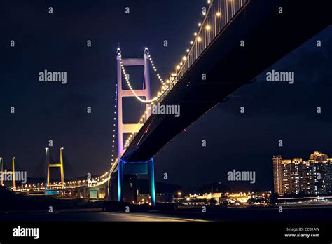 bridge at night, Tsing ma bridge Stock Photo - Alamy