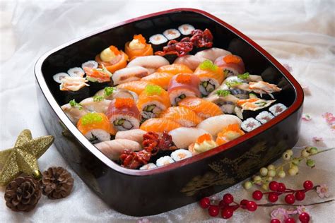 Fresh Japanese Sushi Platter Stock Photo - Image: 67992376