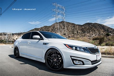 Nice White Kia Optima Sits Well on Matte Black Blaque Diamond Rims ...