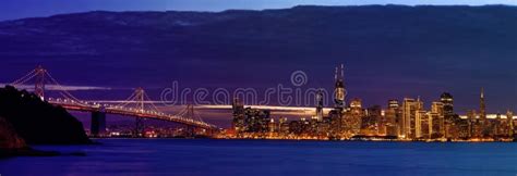 San Francisco Bay Area Skyline after Sunset Stock Image - Image of high ...