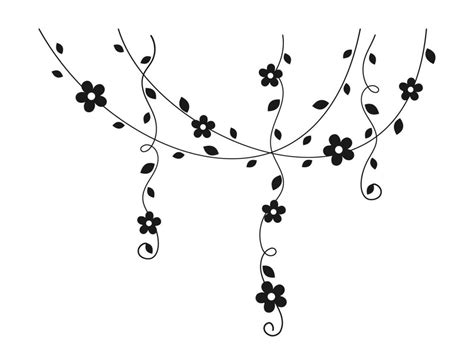 Hanging vines with flowers silhouette vector illustration. Simple minimal floral botanical vine ...