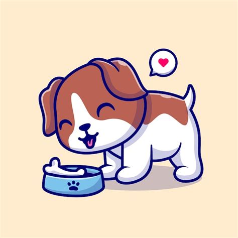 Free Vector | Cute Dog Eating Bone Cartoon Vector Icon Illustration ...