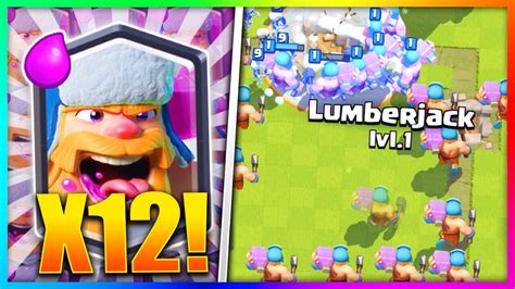 12 LUMBERJACKS! Clash Royale - NEW WORLD RECORD W/MASTERSAINT! (CR Insane Lumberjack Mass ...