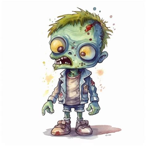 Premium AI Image | Zombie with green hair and a white shirt and jeans generative ai