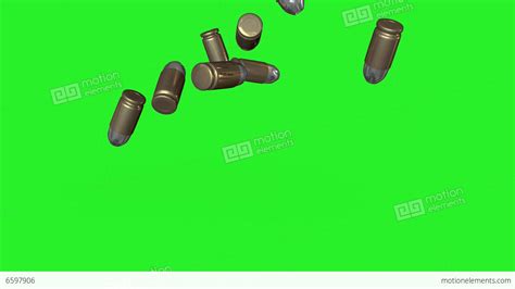 Green Screen Footage - Falling 3D Bullets Stock video footage | 6597906