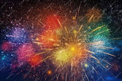 Premium AI Image | Stunning rainbow fireworks in the night sky illustration generative ai