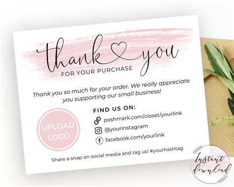 Poshmark Thank You Cards Poshmark Thank You Note Template - Etsy UK