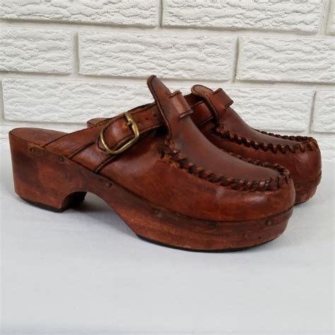 Kinney Shoes Shoes | Vtg 70s Kinney Shoes Leather Clogs 9 Brown Brazil | Color: Brown | Size: 9 ...