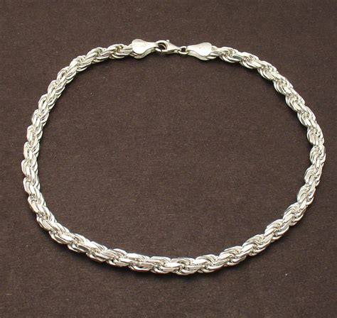 10" 4mm Bold Diamond Cut Rope Anklet Ankle Bracelet Solid 925 Sterling Silver | eBay