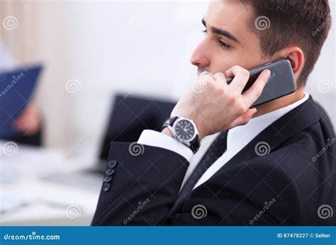 Business People Talking on Phone at Office Stock Image - Image of collaboration, meeting: 87478227