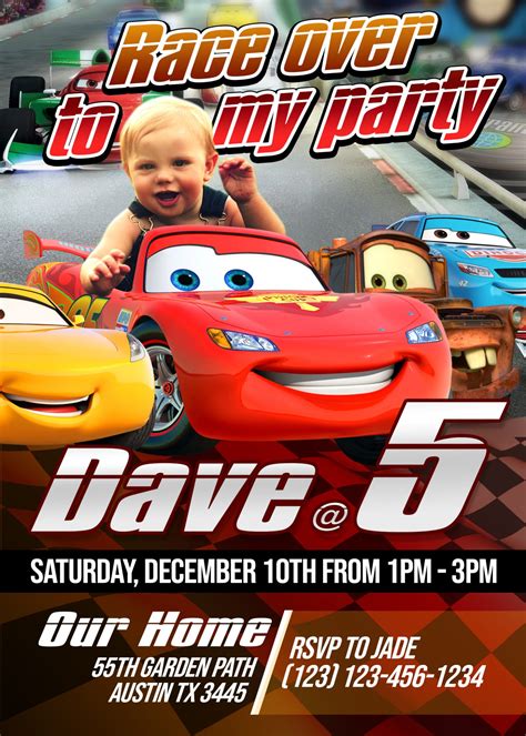 Cars Birthday Invitation Card, lightning mcqueen - Jamakodesigns