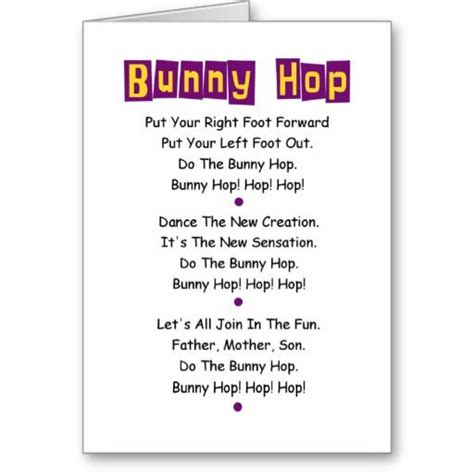 Bunny Hop Lyrics Easter Card Customize It! | Zazzle | Holiday design ...