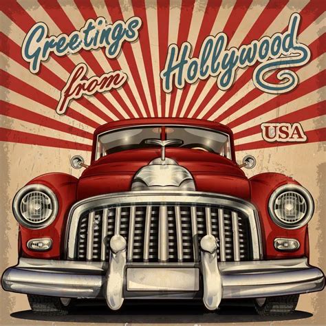 Touristic red car theme Retro vintage hollywood photo backdrop Vinyl cloth High quality Computer ...