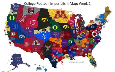 College Football Imperialism Map: Week 2