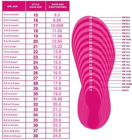 Kids Shoes Size Chart – Stylo Global