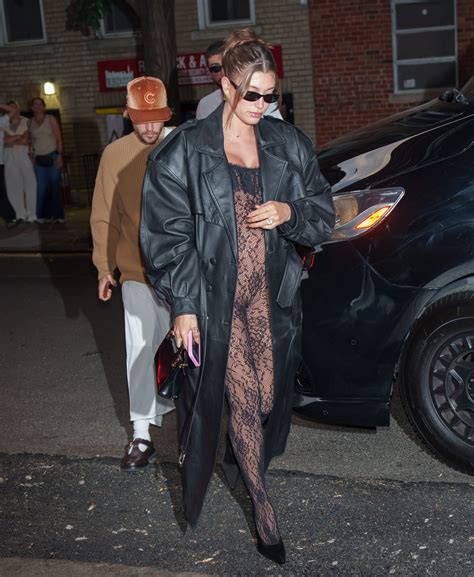 Hailey Bieber Proves Sheer Lace Looks Are Her Maternity Staple