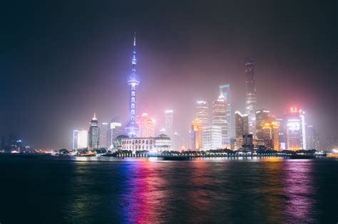 Shanghai Skyline at Night Royalty Free Photo