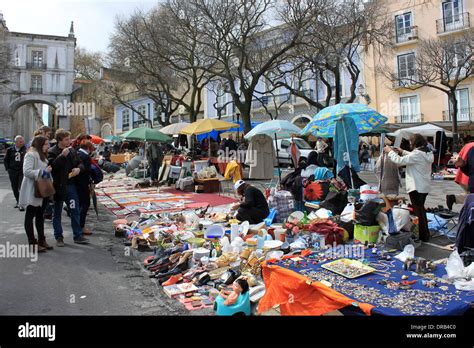 Feira da Ladra flea market in Alfama, Lisbon, Portugal, EDITORIAL Stock ...