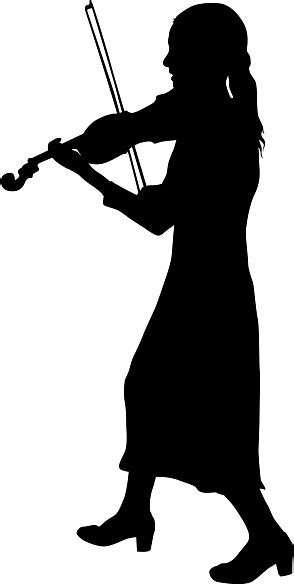 Silhouettes A Musician Violinist Playing The Violinon A White ...