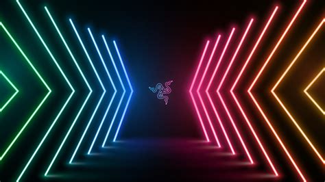 Razer Wallpaper 4K, Neon Lights, Colorful