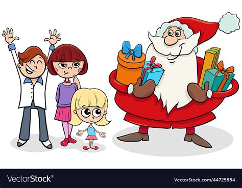 Cartoon santa claus giving christmas presents Vector Image