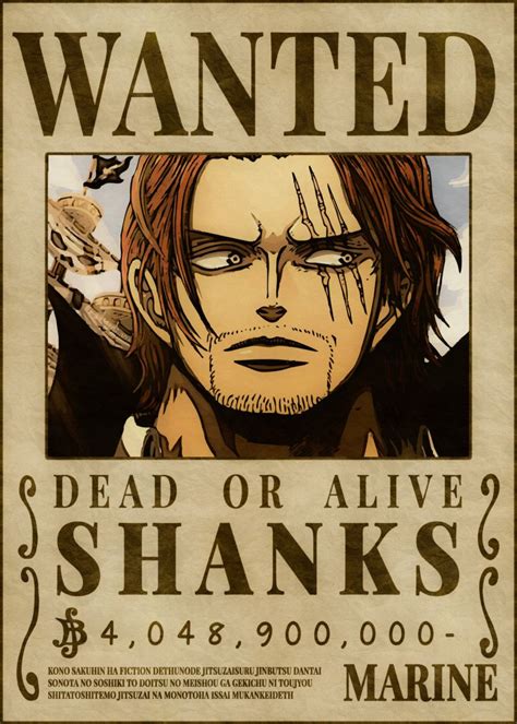 Shanks Bounty Anime & Manga Poster Print | metal posters - Displate in 2020 | Poster prints ...