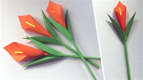 DIY Paper flower / Kids Easy Origami / Calla lily Flower / Paper Craft Ideas #DotsDIY - YouTube