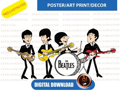 REILLUSTRATED PRINT ART the Beatles Cartoon, Poster,art Print , Decor - Etsy