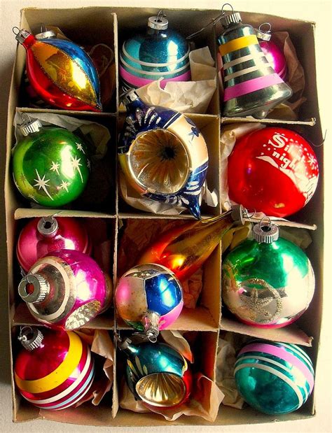 1940s - 1950s Vintage Christmas Ornaments SHINY BRITE BOX | Retro ...