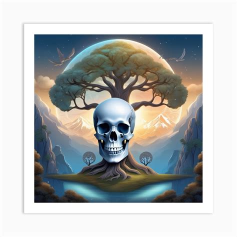 Skull And Tree Art Print by Magical Arts Realm - Fy