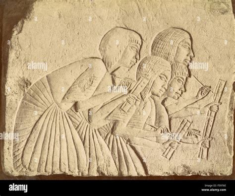 Egyptian scribes, Bas Relief, Egypt Stock Photo - Alamy