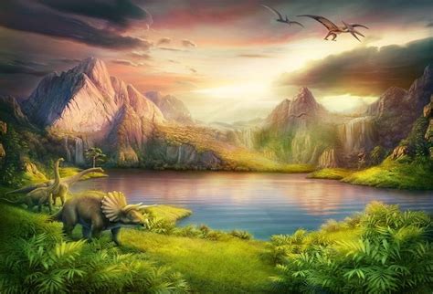 CSFOTO 7x5ft Background Dinosaur Jurassic Period Landscape Photography Backdrop Prehistoric ...