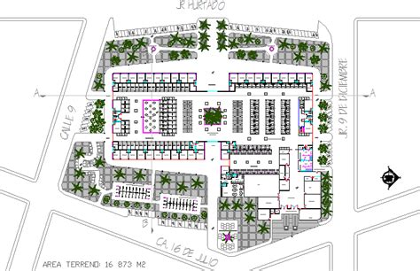 Landscaping details of shopping mall with layout plan details dwg file ...