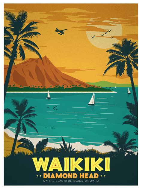 Vintage Waikiki | Travel posters, Vintage travel posters, Retro travel ...