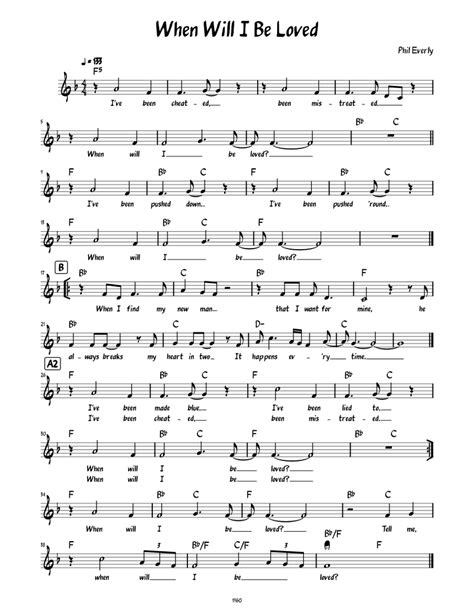 When Will I Be Loved (Lead sheet with lyrics ) Sheet music for Piano ...