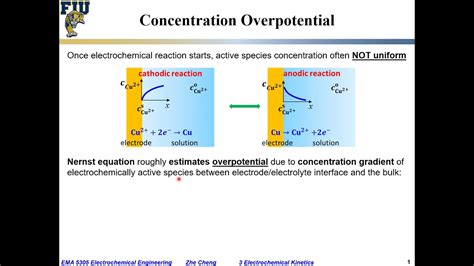 Electrochem Eng L03-29 Concentration overpotential from Nernst equation - YouTube