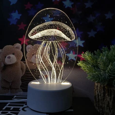 Aliexpress.com : Buy Acrylic Jellyfish LED Night Lamp Gradient 3D Table ...