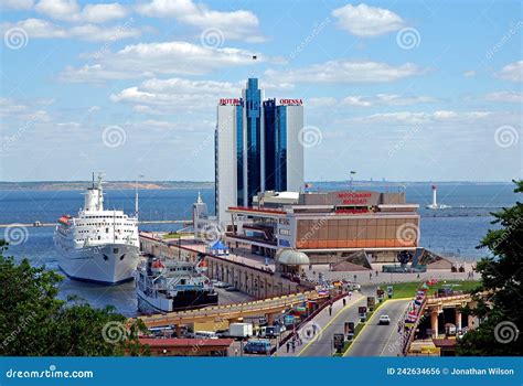 Odesa or Odessa, Ukraine: Hotel Odessa and the Cruise Ship Terminal Editorial Photo - Image of ...