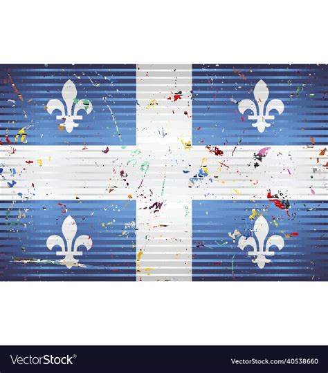 Quebec flag with color stains Royalty Free Vector Image