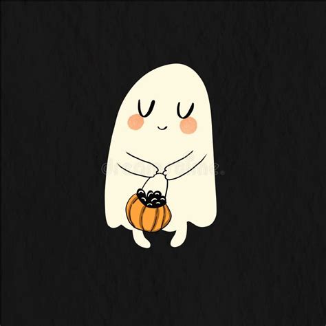 Cute Phantom Emoticon Ghost Character with Thumb Up Gesture Stock ...