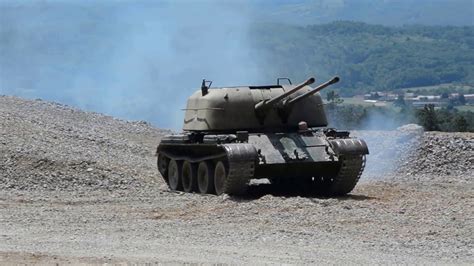 Soviet ZSU-57/2 SPAAG presentation during Tank Weekend in Park of Military History Pivka ...