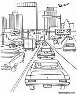 Coloring Road Roadway Pages Winding Drawing Highway Map Kids  sketch template
