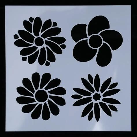 1PC 4 Flowers Shape Reusable Stencil Airbrush Painting Art DIY Home ...