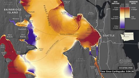 Tsunami wave simulation Seattle Fault earthquake Scenario