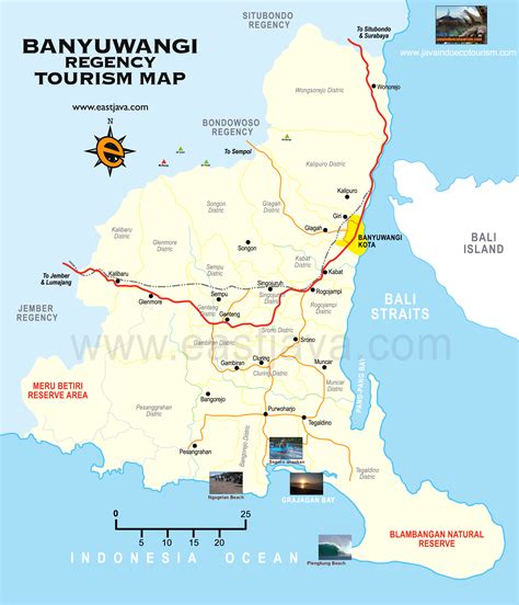 Banyuwangi Tourism Map - Map Of Banyuwangi East Java