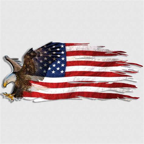 American Flag Tattered Decal | Bald Eagle USA Sticker