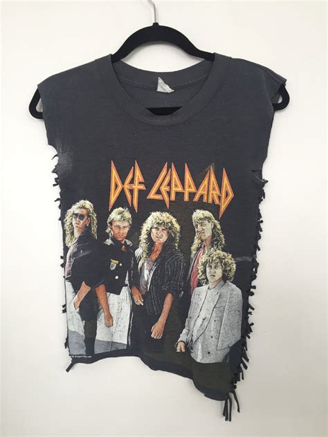 vintage t shirt Def Leppard shirt 80s band tee cut off