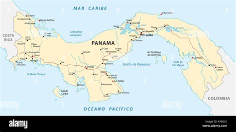 panama road vector map Stock Vector Art & Illustration, Vector Image ...