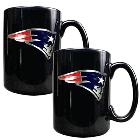 New England Patriots Black 15oz. Coffee Mug Set