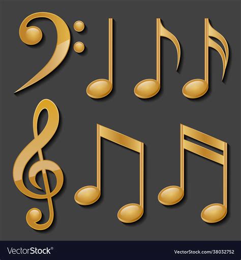 Set golden music notes Royalty Free Vector Image